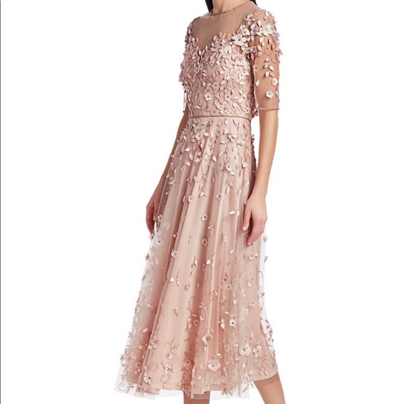 Theia Blush floral appliqué midi dress - Picture 4 of 5